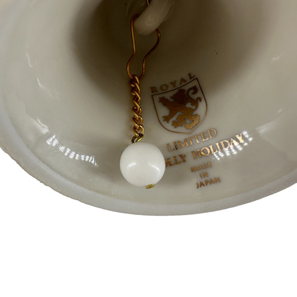 Royal Limited Porcelain Christmas Bell Ornament Holly Berry Gold Trim 2.75" - Picture 2 of 6